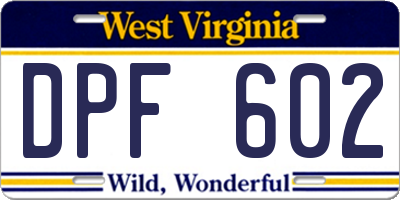 WV license plate DPF602