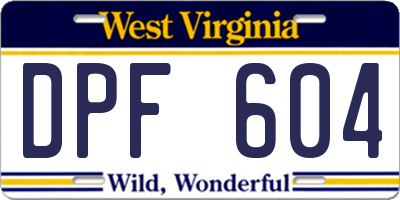 WV license plate DPF604