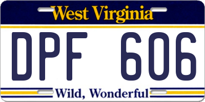 WV license plate DPF606