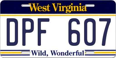 WV license plate DPF607