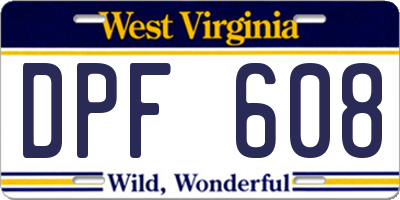 WV license plate DPF608