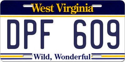 WV license plate DPF609