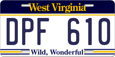 WV license plate DPF610