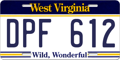WV license plate DPF612