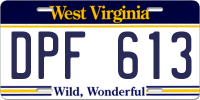 WV license plate DPF613