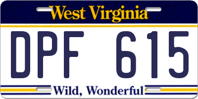 WV license plate DPF615