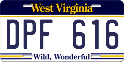 WV license plate DPF616