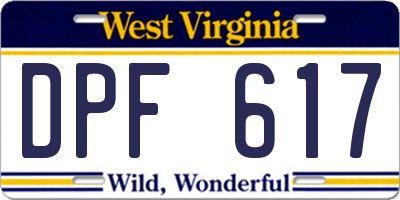WV license plate DPF617