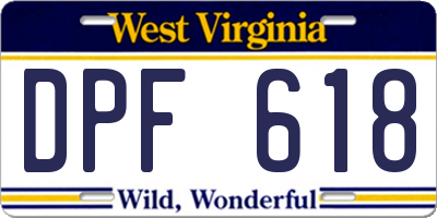 WV license plate DPF618