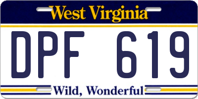 WV license plate DPF619