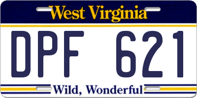 WV license plate DPF621
