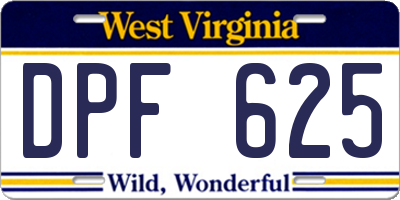 WV license plate DPF625