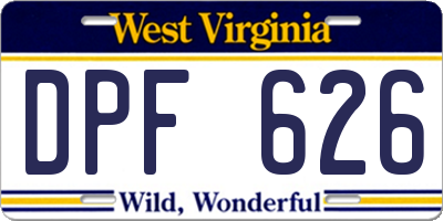 WV license plate DPF626