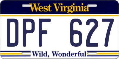 WV license plate DPF627