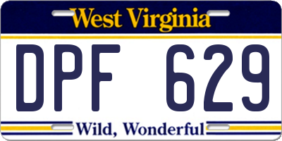 WV license plate DPF629