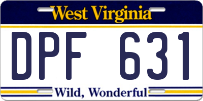 WV license plate DPF631