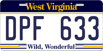 WV license plate DPF633
