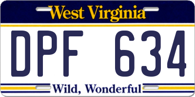 WV license plate DPF634