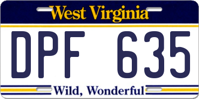 WV license plate DPF635