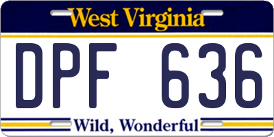 WV license plate DPF636