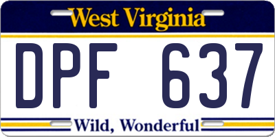 WV license plate DPF637