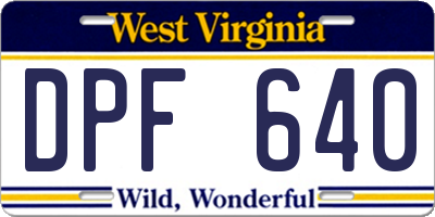 WV license plate DPF640