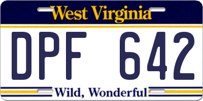 WV license plate DPF642