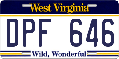 WV license plate DPF646