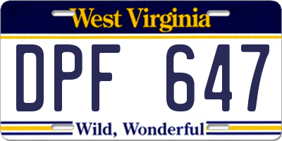 WV license plate DPF647
