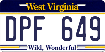 WV license plate DPF649