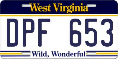 WV license plate DPF653