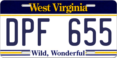 WV license plate DPF655