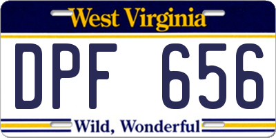 WV license plate DPF656