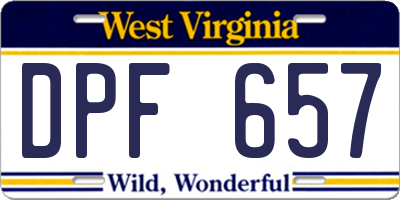WV license plate DPF657