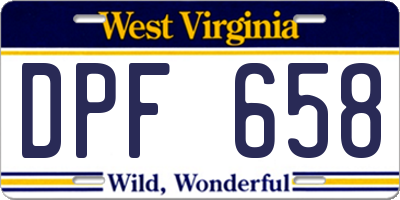 WV license plate DPF658