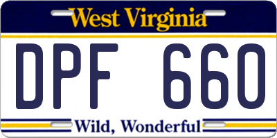 WV license plate DPF660