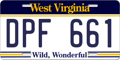 WV license plate DPF661