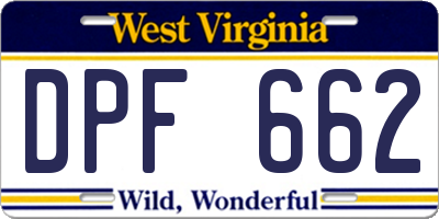WV license plate DPF662