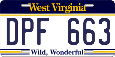 WV license plate DPF663
