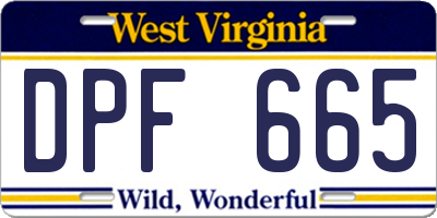 WV license plate DPF665