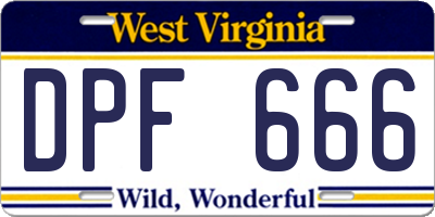 WV license plate DPF666