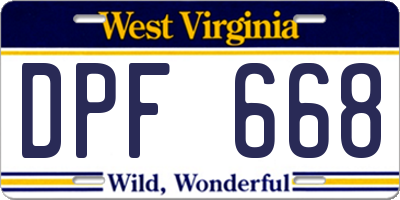 WV license plate DPF668