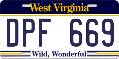 WV license plate DPF669