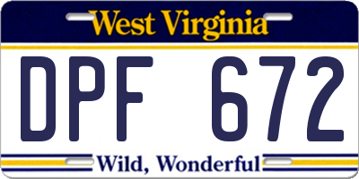 WV license plate DPF672