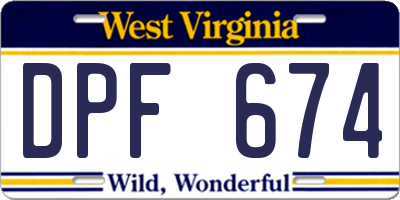 WV license plate DPF674