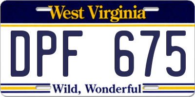 WV license plate DPF675