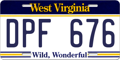 WV license plate DPF676
