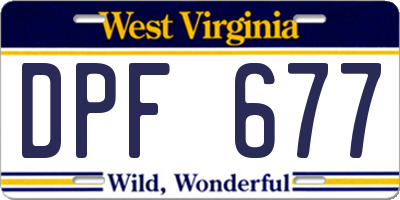 WV license plate DPF677