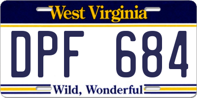 WV license plate DPF684