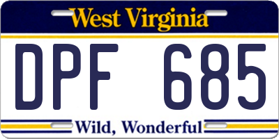 WV license plate DPF685